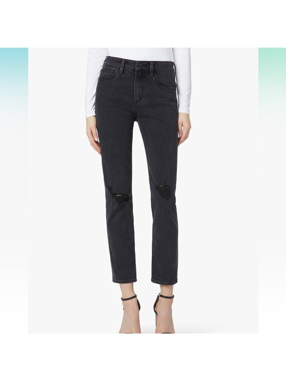 NWT Joe's Jeans The Lara Mid Rise ripped knee in Roulette wash Cigarette Jeans